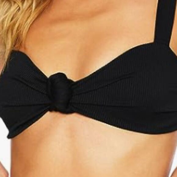 Black high waisted bikini set features ruffled bottom w/tummy control sz large - Picture 1 of 8